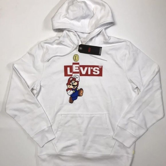 Levi's x Nintendo Super Mario Bros Graphic Sweatshirt Hoodie White Small… - Picture 11 of 15